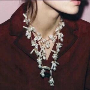 New! Zara Irregular Pearl Necklace Stack Set NWOT